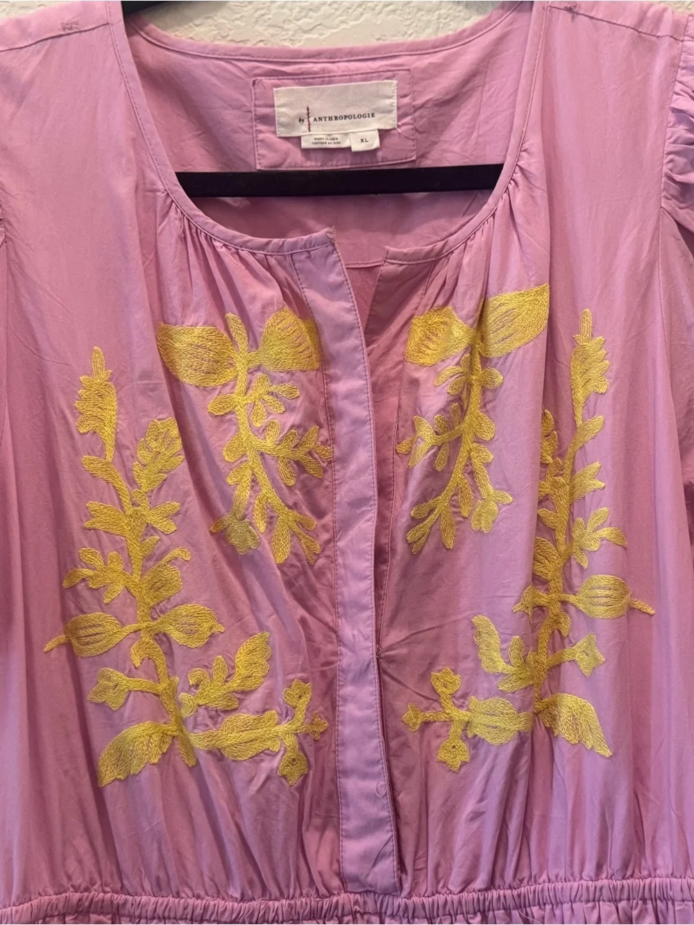 XL Anthropologie lavender Somerset dress with yellow embroidery - Picture 3 of 4